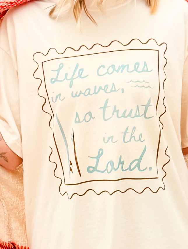 Ivory Life Comes In Waves Tee for wholesale on Faire2