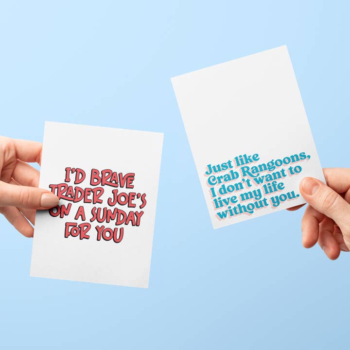 Erin Dayhaw - Wholesale Love Card - I'd Brave Trader Joe's on a Sunday for You - Greeting Card - Love - Funny - Cheeky - Valentine's Day - All Occasions