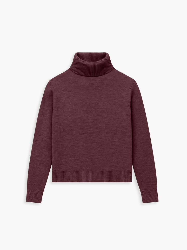 Women's Travel Merino Turtleneck - Merlot for wholesale by Ministry Of Supply