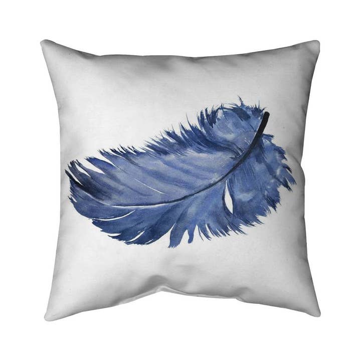 Almofada Boémia Azul - Decoração de Quarto com Penas em Aquarela por atacado de BEGIN HOME DECOR