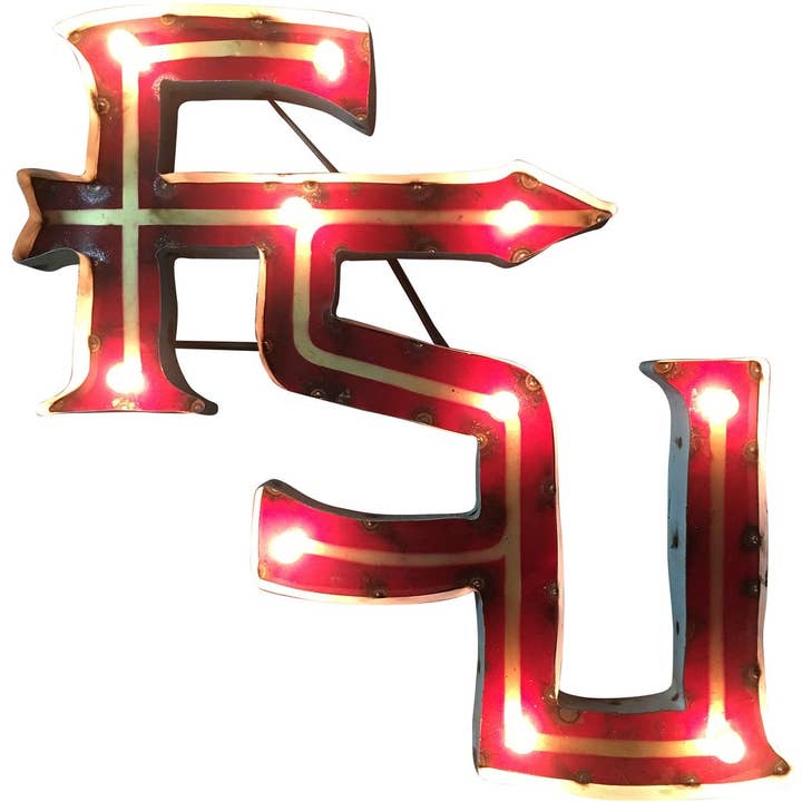 33" x 19"x9'' FSU Recycled Metal Wall Décor Illuminated for wholesale by Lrt Sales LLC