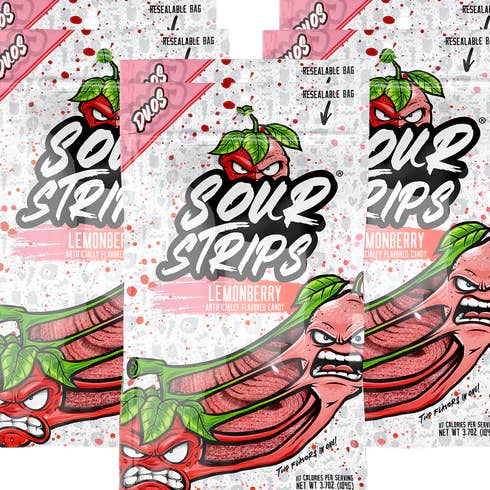 Cow Crack Wholesale - Wholesale Gummy - Sour Strips Duos LemonBerry 3.4 OZ