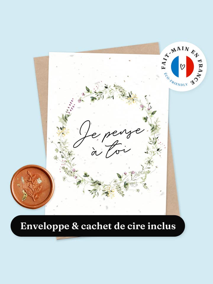 ”Jag tänker på dig” Plantable Card, Text Push Card för wholesale av Papeterie Slo