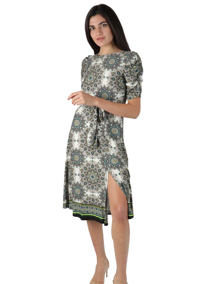 Midikleid mit seitlichem Blumendruck für den Großhandel von Marina Kaneva