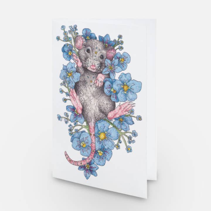 Bed Of Flowers (muis) Wenskaart voor wholesale door Artwork By Emilie