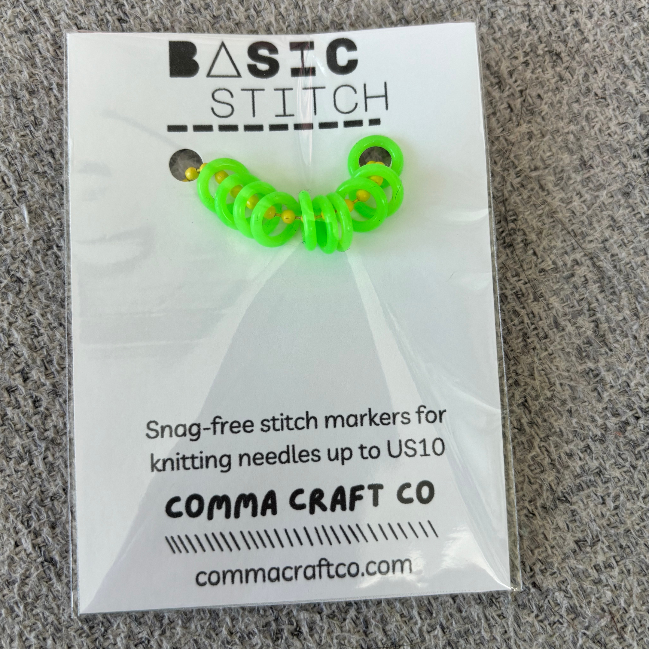 Comma Craft Co - Wholesale Knitting/Crochet Supplies - Basic Stitch Set - Neon Snag-Free Silicone Stitch Markers4