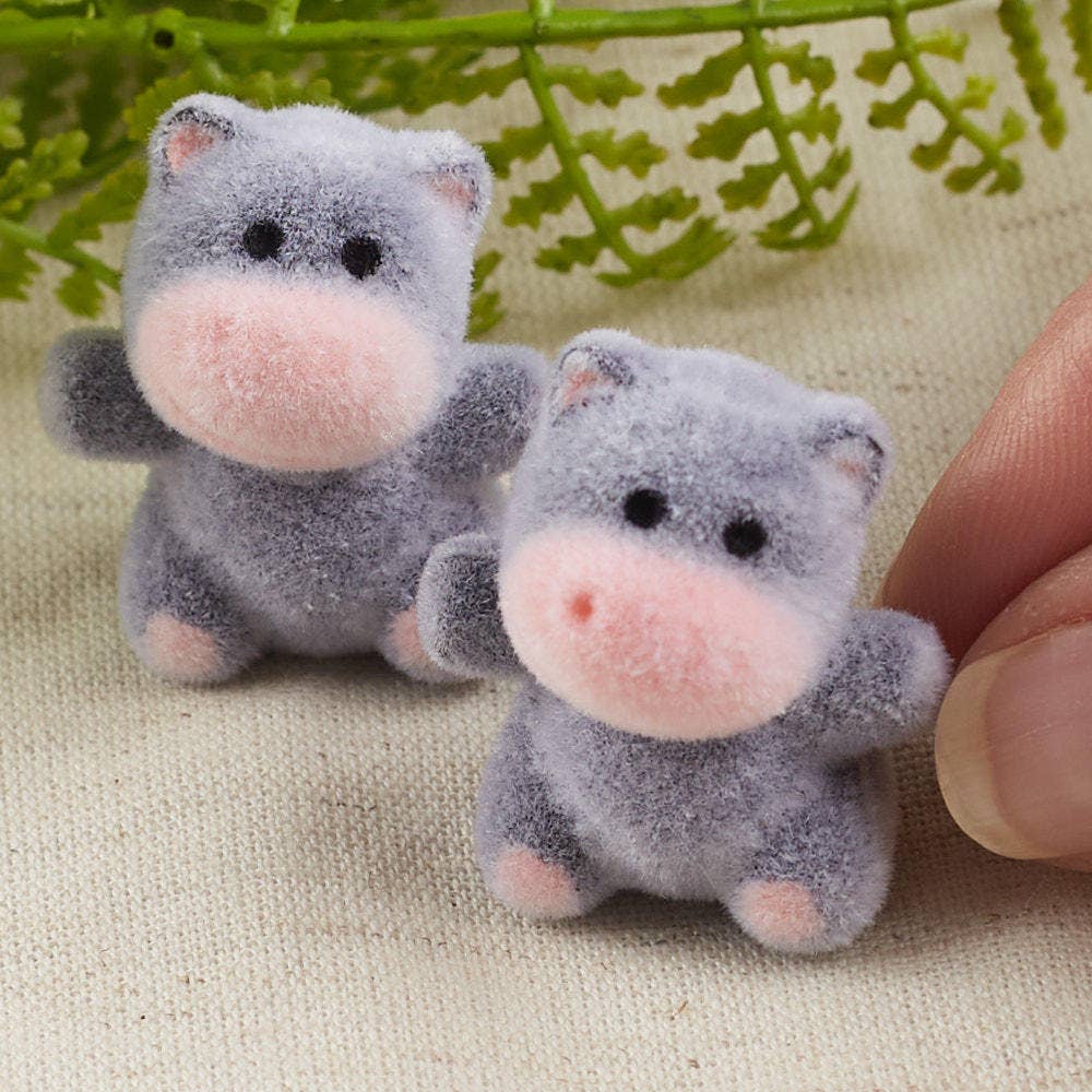 Factory Direct Craft - Wholesale Decorative Figurine - 1" Miniature Flocked Gray Hippos (Bag of 12)2