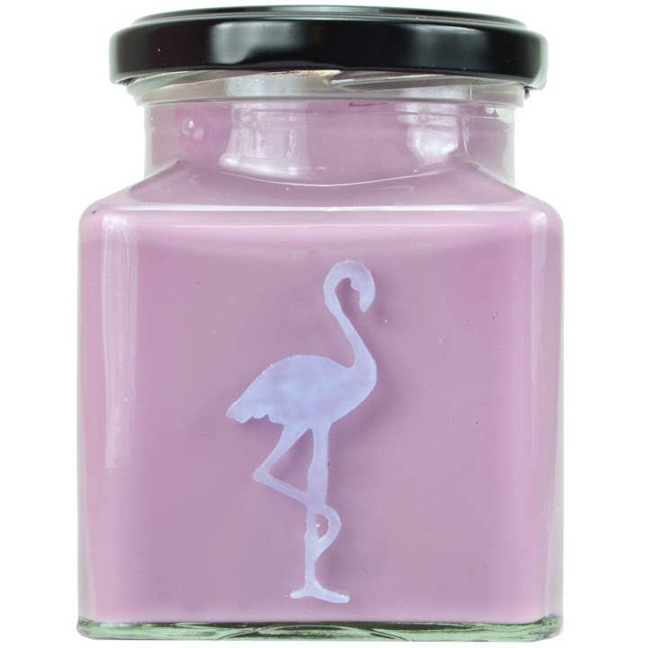 Flamingo Candles - Vente Bougie en bocal - Bougie flamant rose classique au fromage et aux bleuets