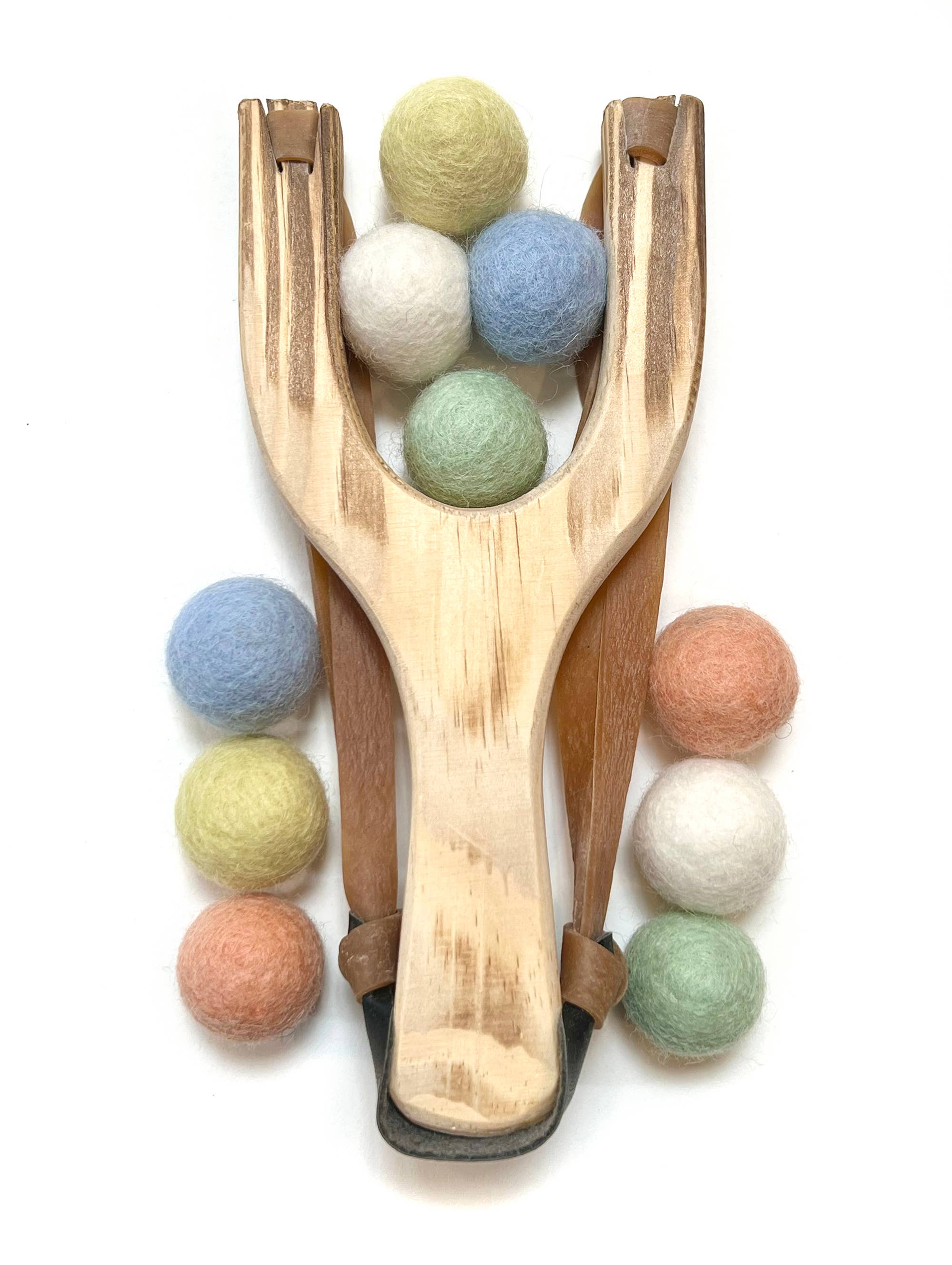 Little Lark - Wholesale Slingshot - Kids - Natural Wood Slingshot Toy with felt wool ammo balls5