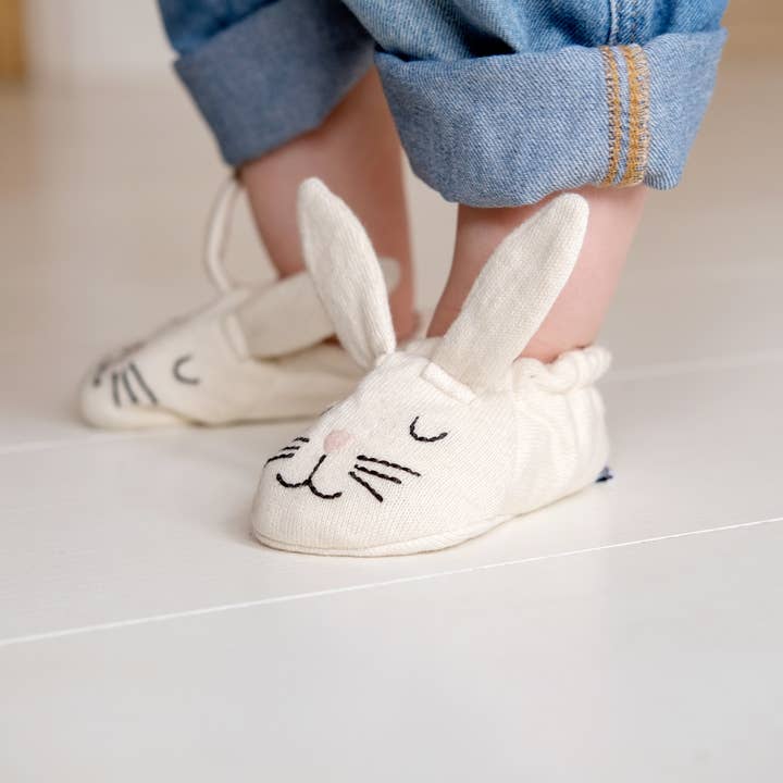 Sophie Home Ltd - Wholesale Booties - Baby - Cotton Knit Baby Booties - Ivory Rabbit