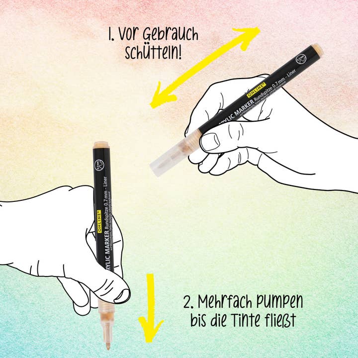 ONLINE Schreibgeräte GmbH - Wholesale Marker - Pastell Lettering, 6 acryl pens in 3 different colours6
