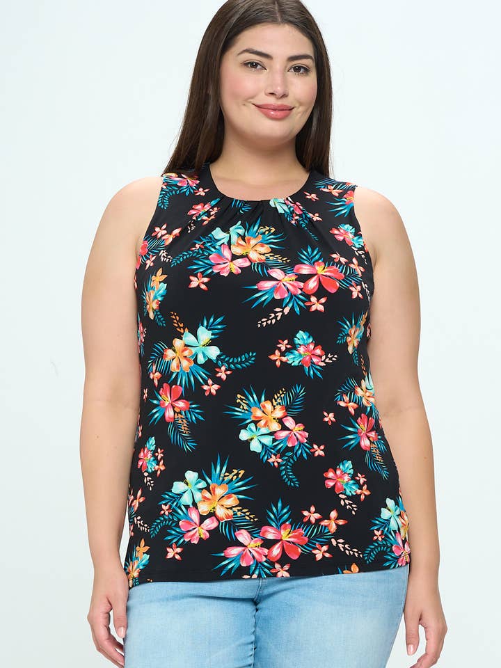 Camicetta Plus Size A Pieghe Con Stampa A Fiori per la vendita all'ingrosso da parte di DNA Couture