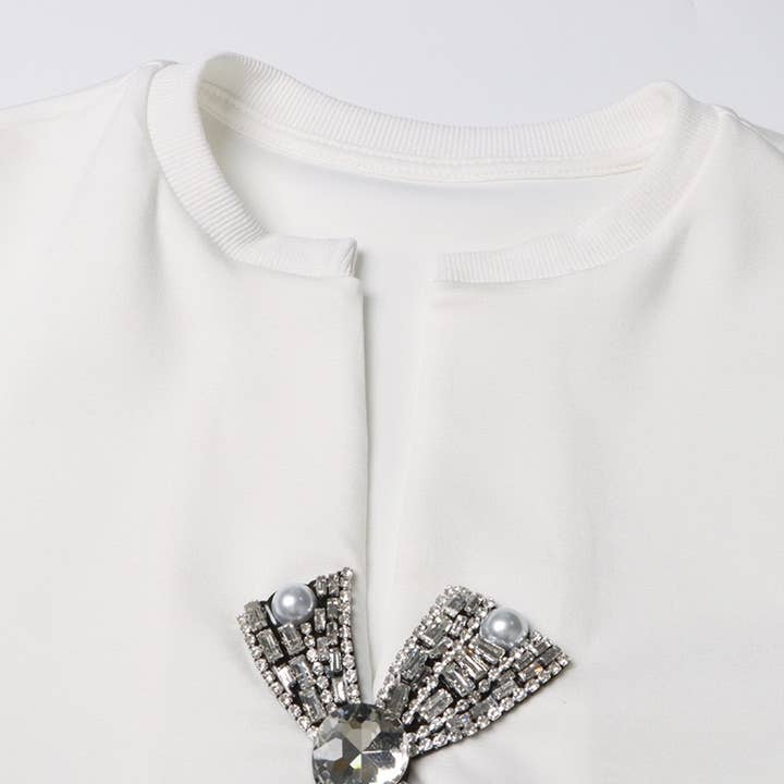 Productseeker - Wholesale Blouse - Women's - TP005 New Diamond Sequined Bow Cropped Top T-shirt10