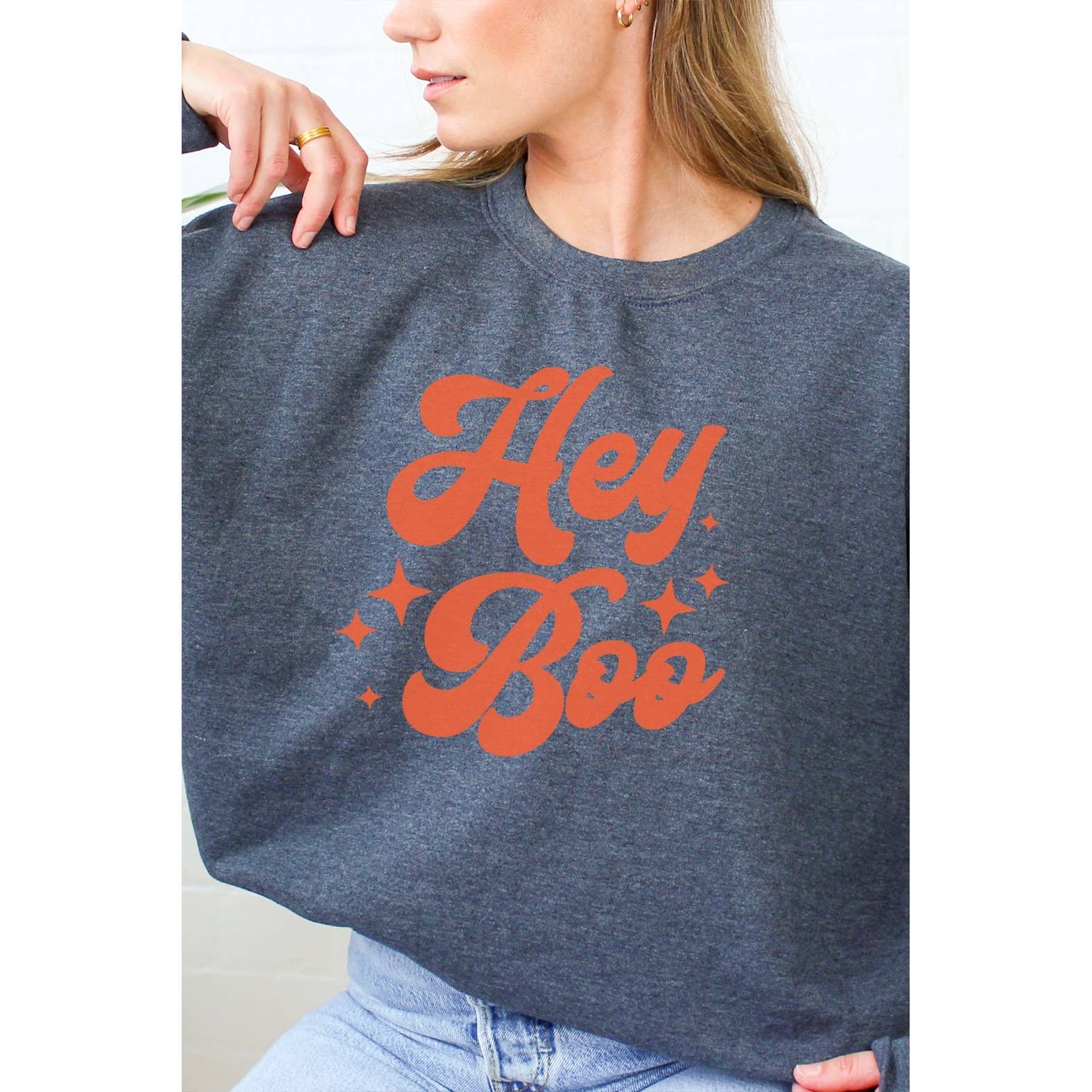 Select Apparel - Wholesale Graphic Sweatshirt - Women's - Hey Boo Halloween Fall Graphic Sweatshirt2