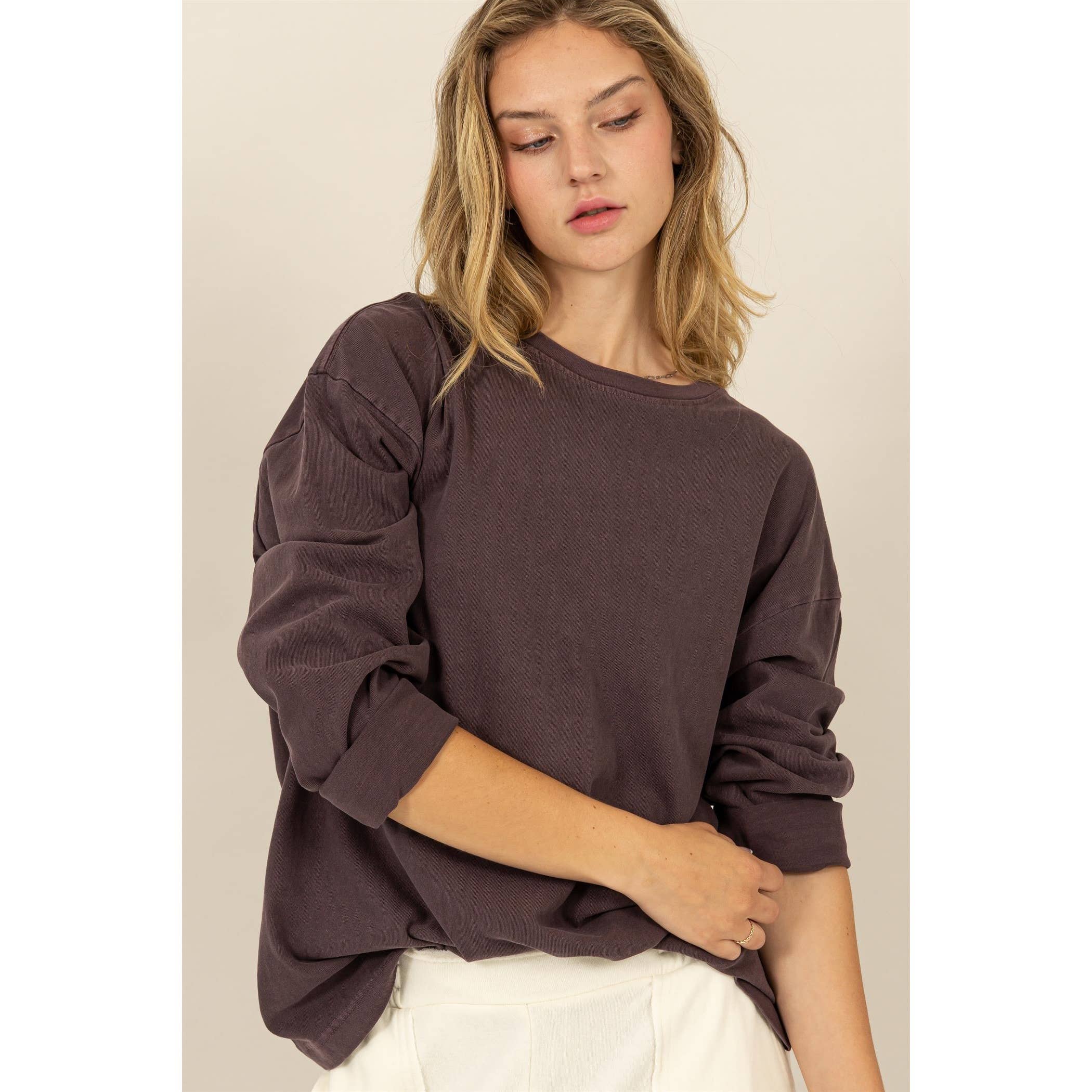 HYFVE - Wholesale Shirt - Women's - Oversized Crew Neck Long Sleeve Tee4