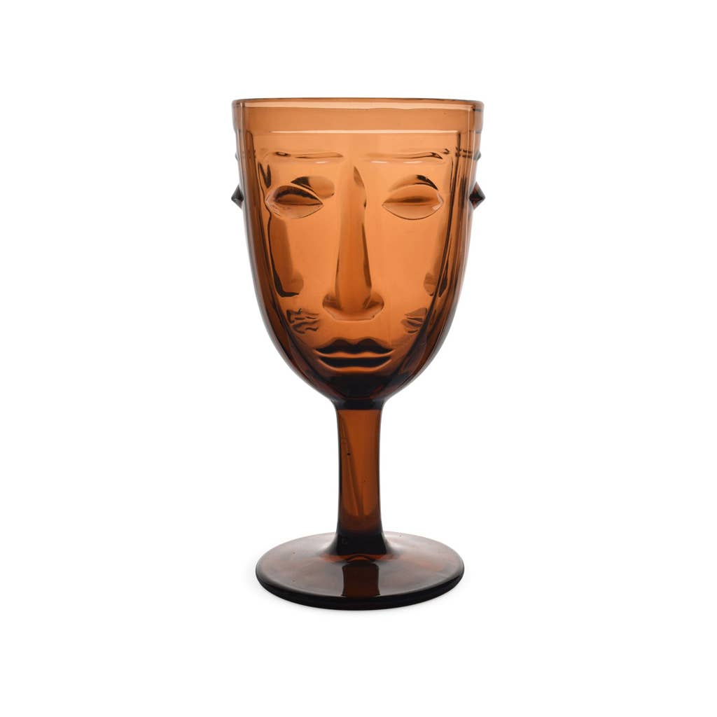 Amber face stemmed glass D8 H16.5cm for wholesale on Faire