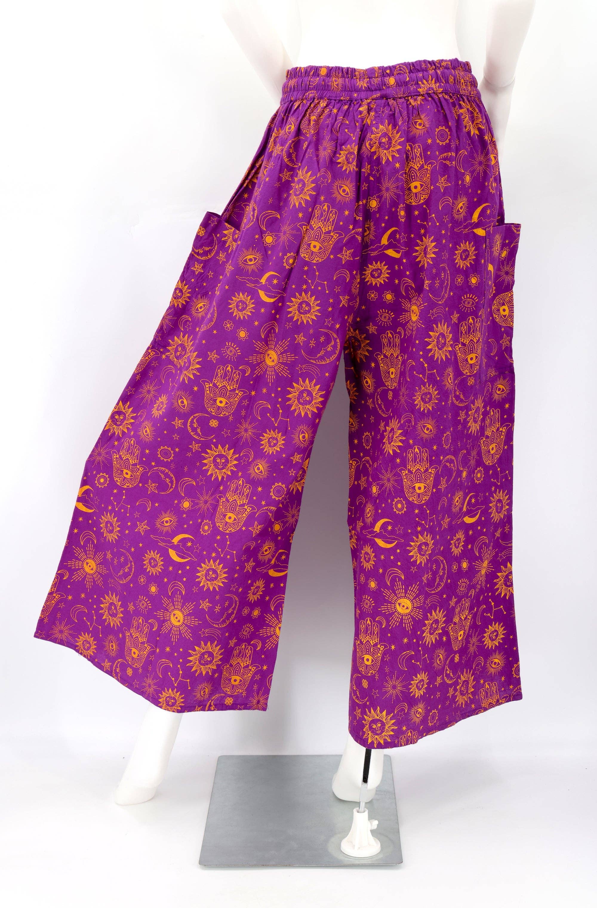 Himalaya Handmade - Wholesale Pants - Women's - Cotton Hippie Handmade Harem Celestial Print Wide Leg Bohemian Trousers11