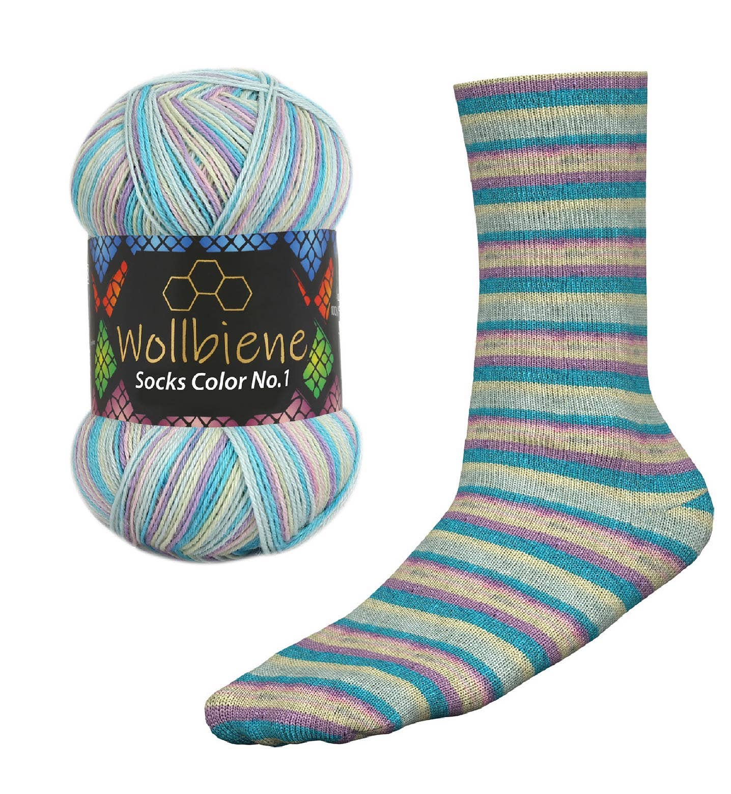 Wollbiene - Venta al por mayor Hilos - Hilo para calcetines Wool Bee Socks Color, 100 g, grosor 4 hebras14