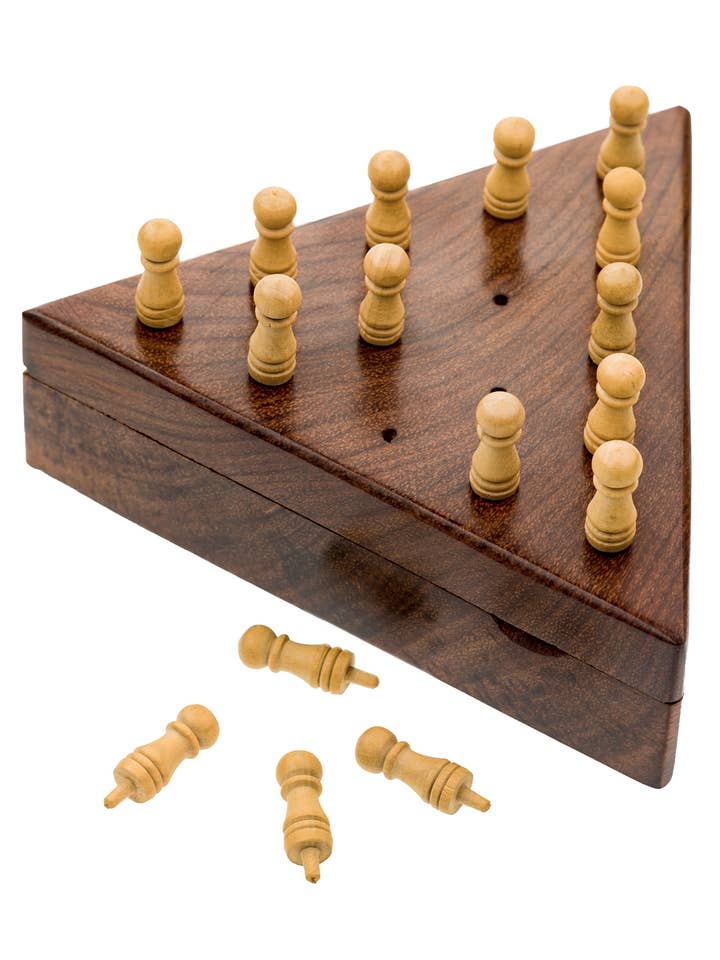 Triangle Peg Board Game - Handcrafted Wood for wholesale by Matr Boomie Fair Trade