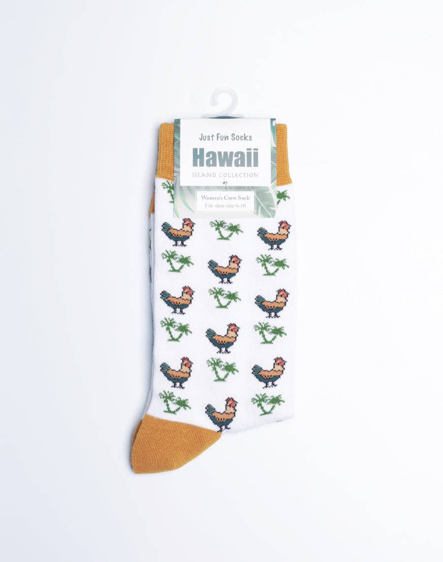 Just Fun Socks - Wholesale Socks - Women's - Women's Chickens & Palms Tropical Animal Crew Socks5