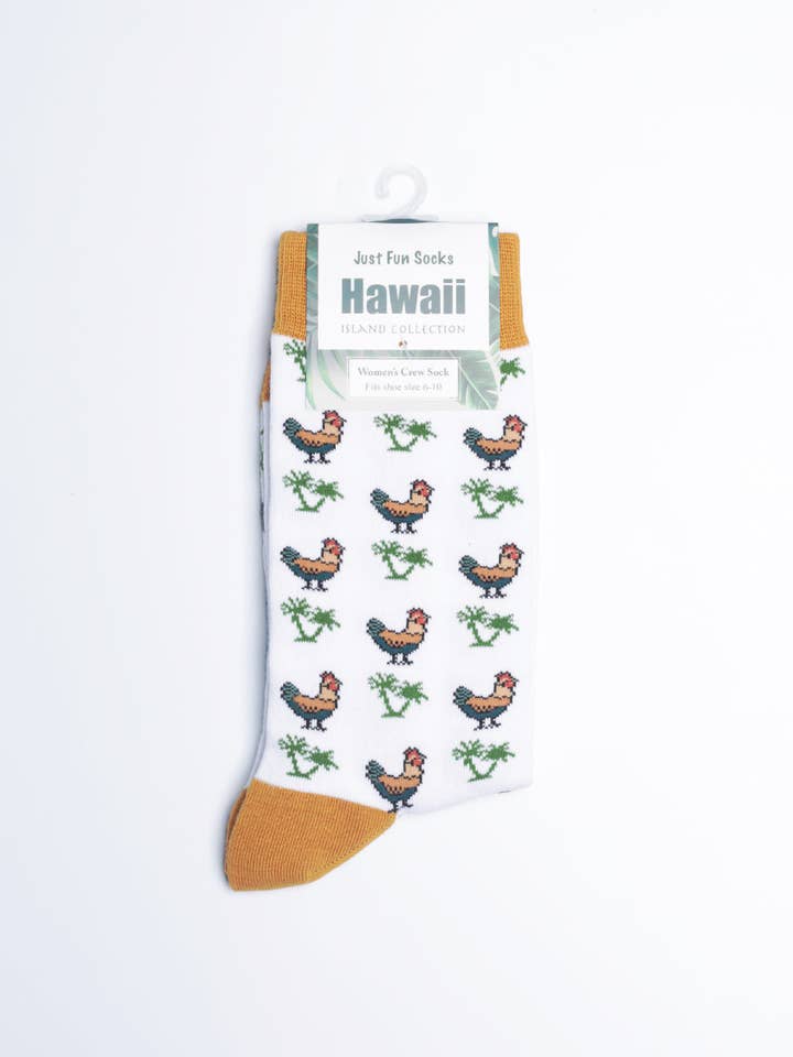 Just Fun Socks - Wholesale Socks - Women's - Women's Chickens & Palms Tropical Animal Crew Socks5