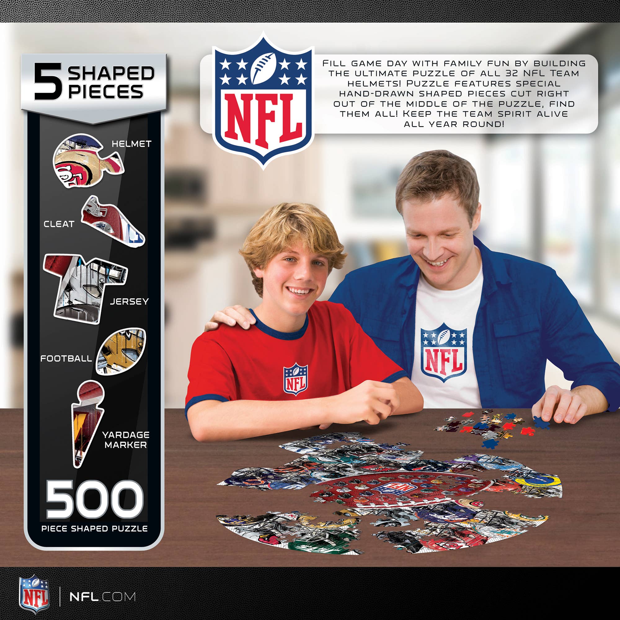 Masterpieces Puzzles - Wholesale Puzzle - Adult - NFL - Helmet Drip Art 500 Piece Shaped Puzzle2