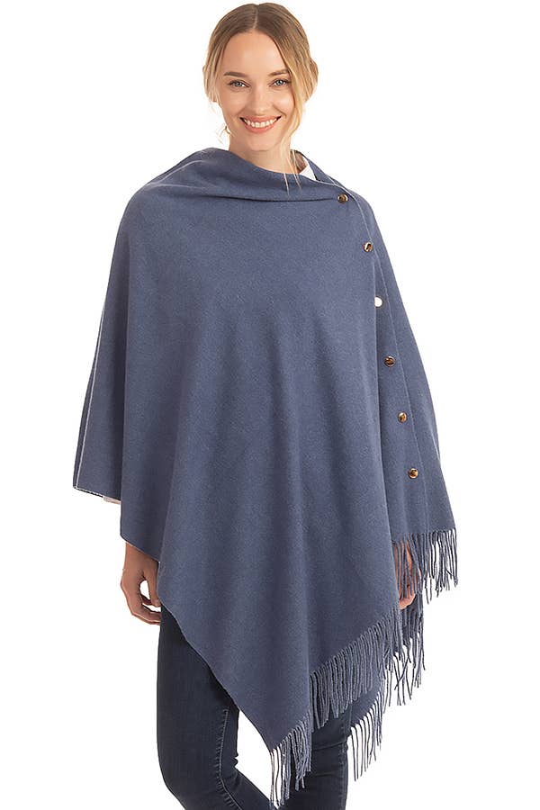Cap Zone - Vente Poncho – femme - Poncho en forme de châle à bouton-pression en or simpliste0
