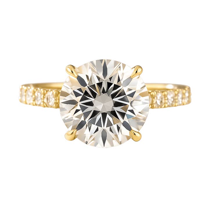 Bague de fiançailles minimaliste pavée de 3,00 carats avec halo caché. pour la vente par Evara Jewelry