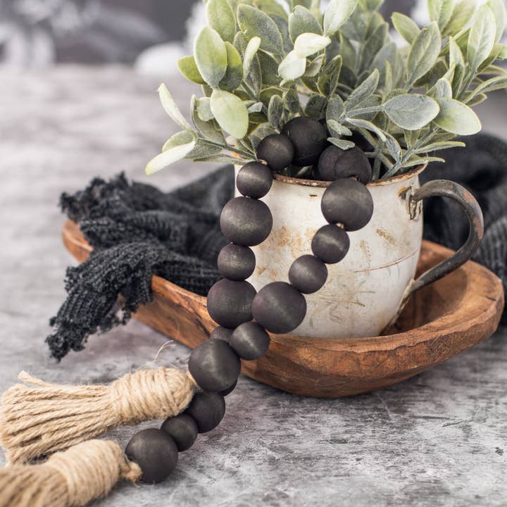 Ash & Hart - Wholesale Bunting/Garland - Black Wood Bead Medium Garland