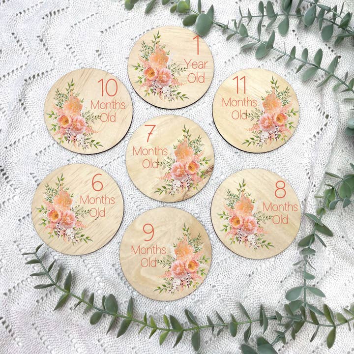 Meilensteine für Babys mit Blumenmuster, Meilensteine für Neugeborene für den Großhandel von Carrousel Collectives