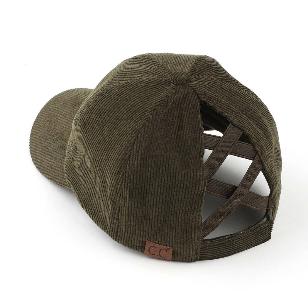 Fashion City - Wholesale Ponytail Cap - Women's - Corduroy Criss-Cross Pony Cap5