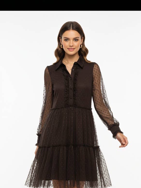 Tulle plumetis shirt dress - 81069 for wholesale by CHOKLATE PARIS