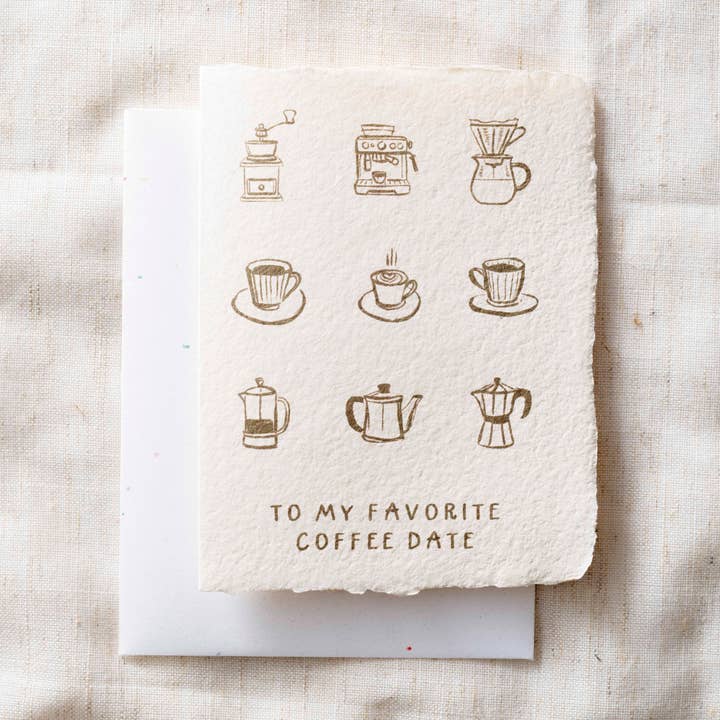 Coffee Date Love Friendship | Eco-Friendly Greeting Card for wholesale by Paper Baristas