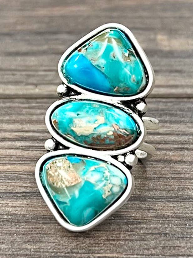 750541, Navajo Gemstone, Brass Adjustable Ring for wholesale by ISAC Trading Inc
