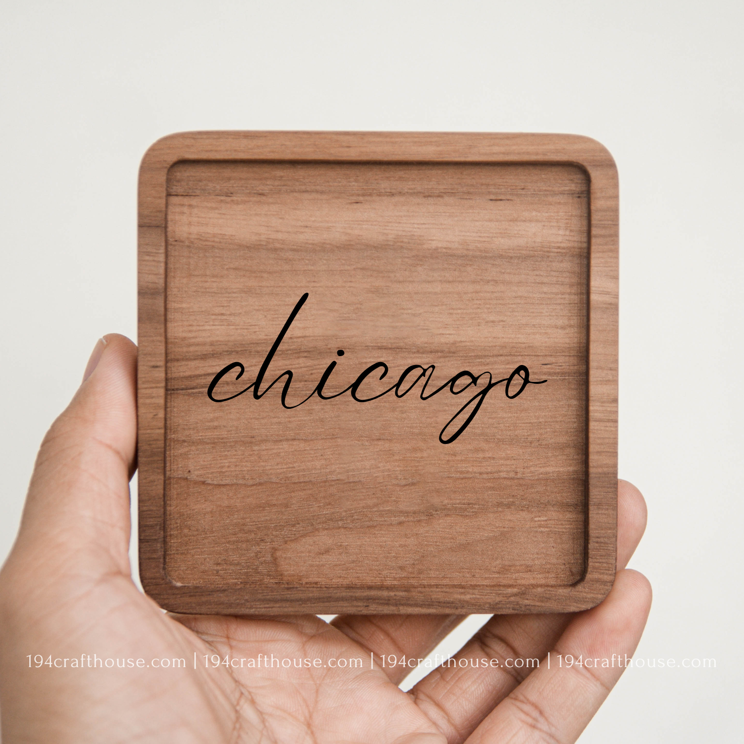 194 Craft House - Wholesale Coasters - Local City, State - Custom Walnut Wood Coasters - Home Gifts0