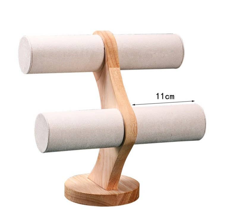 Zakka – wholesale Smyckesmonter – Zakka armband- och klockställ med dubbla stånghållare i trä1