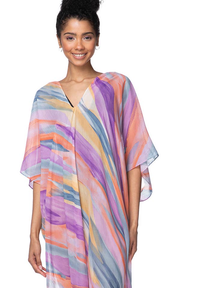 Zonsondergang aan Zee V-Hals Strandjurk Coverup voor wholesale door Pool to Party