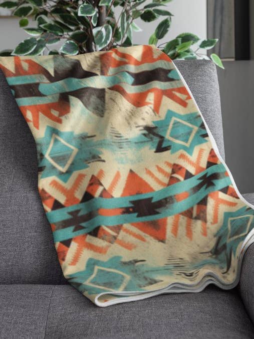Western Sixes Plush Blanket, Cozy Home Decor, Perfect for Snuggling, Southwest Aztec Decor, Rustic Gift, Bohemian Style for wholesale by THE BEVEL LABEL
