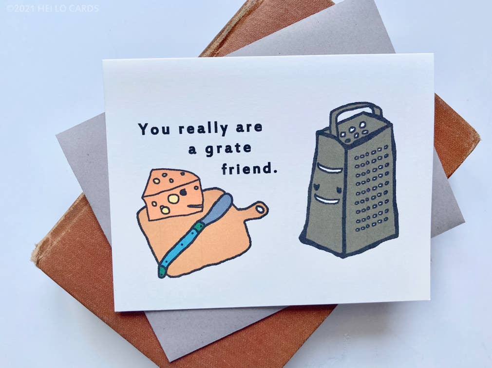 HEI LO CARDS - Wholesale Friendship Card - "Grate Friend" Cheese Friendship Card1