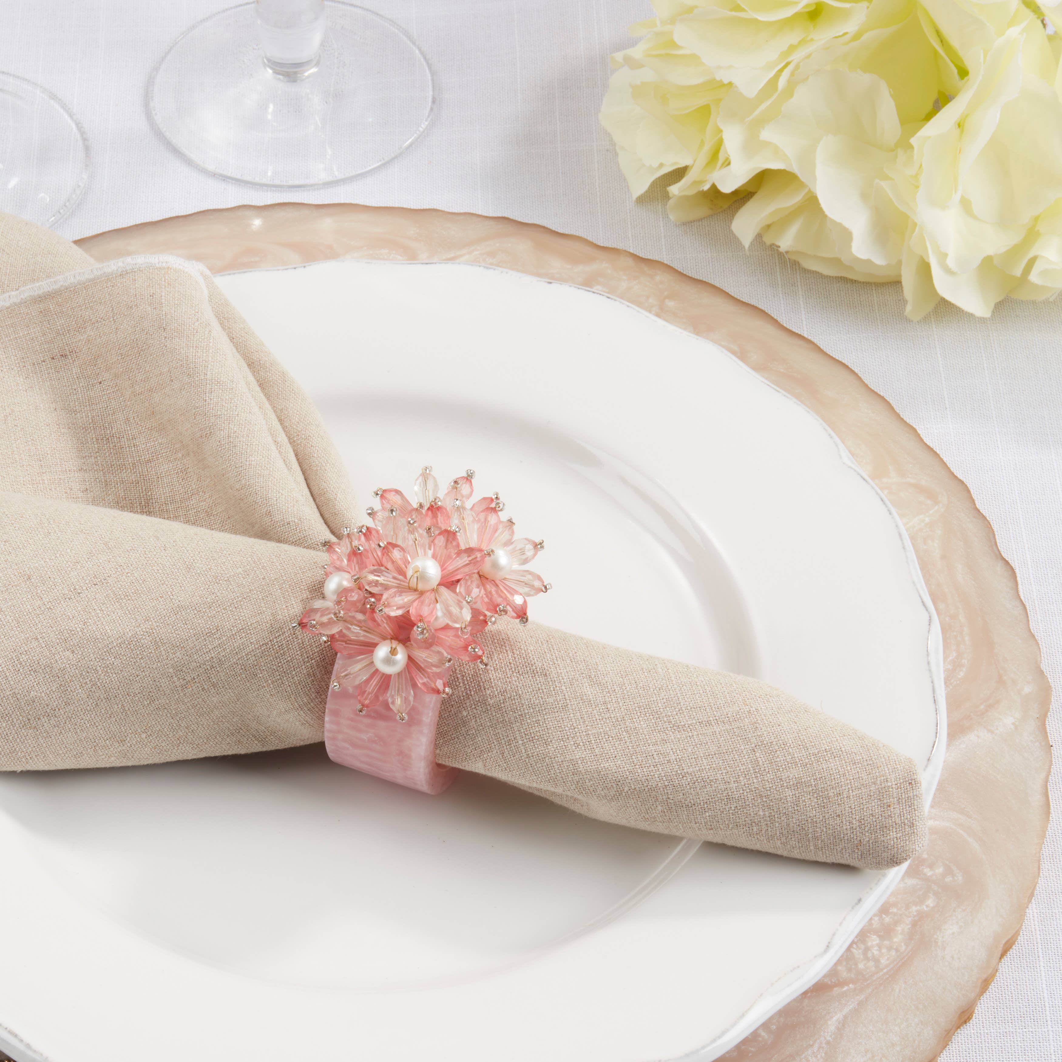 Saro Lifestyle - Wholesale Napkin Ring - Beaded Petal Delight Resin Napkin Ring8