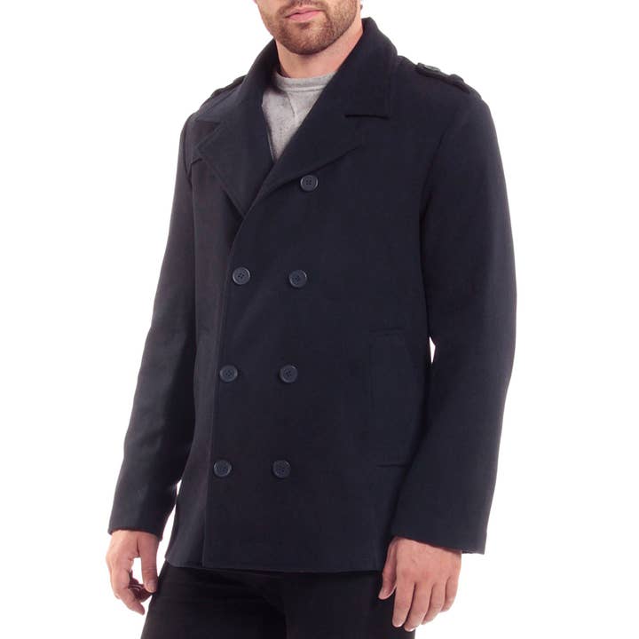 Alpine Swiss - Wholesale Peacoat - Men's - Jake Mens Pea Coat Wool Blend Double Breasted Dress Jacket P8