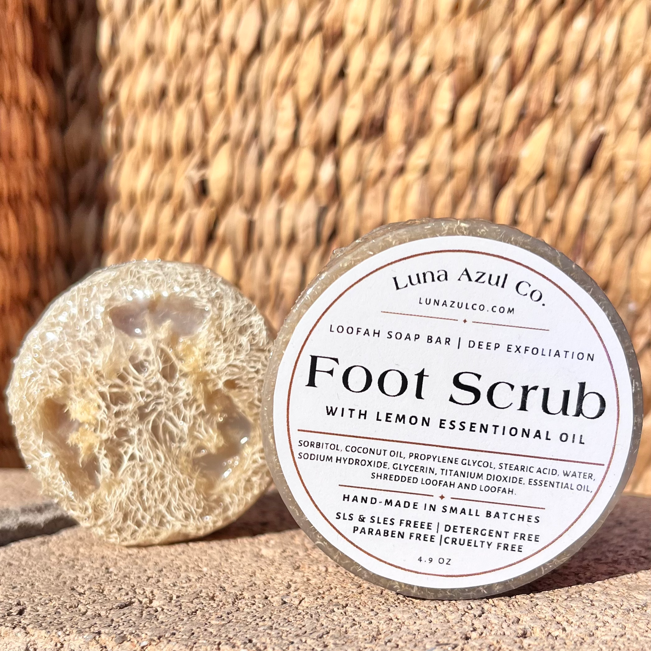 Luna Azul Co - Wholesale Bar Soap - Foot Scrub Shredded Loofah & Loofah Slice Soap Bar1