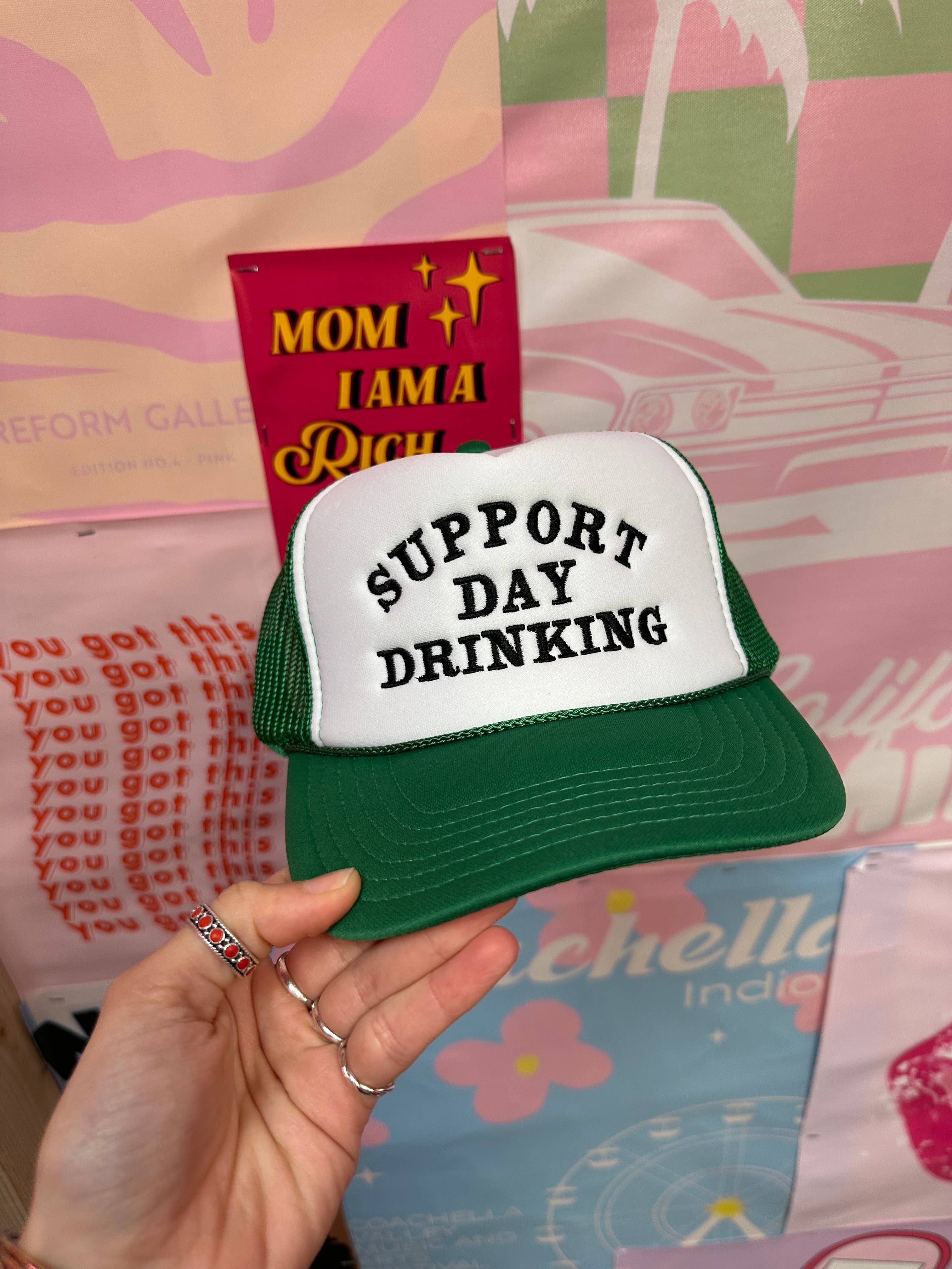 Happy Hour – wholesale Trucker hat – Women’s – Support Day Drinking Green Tucker Hat
