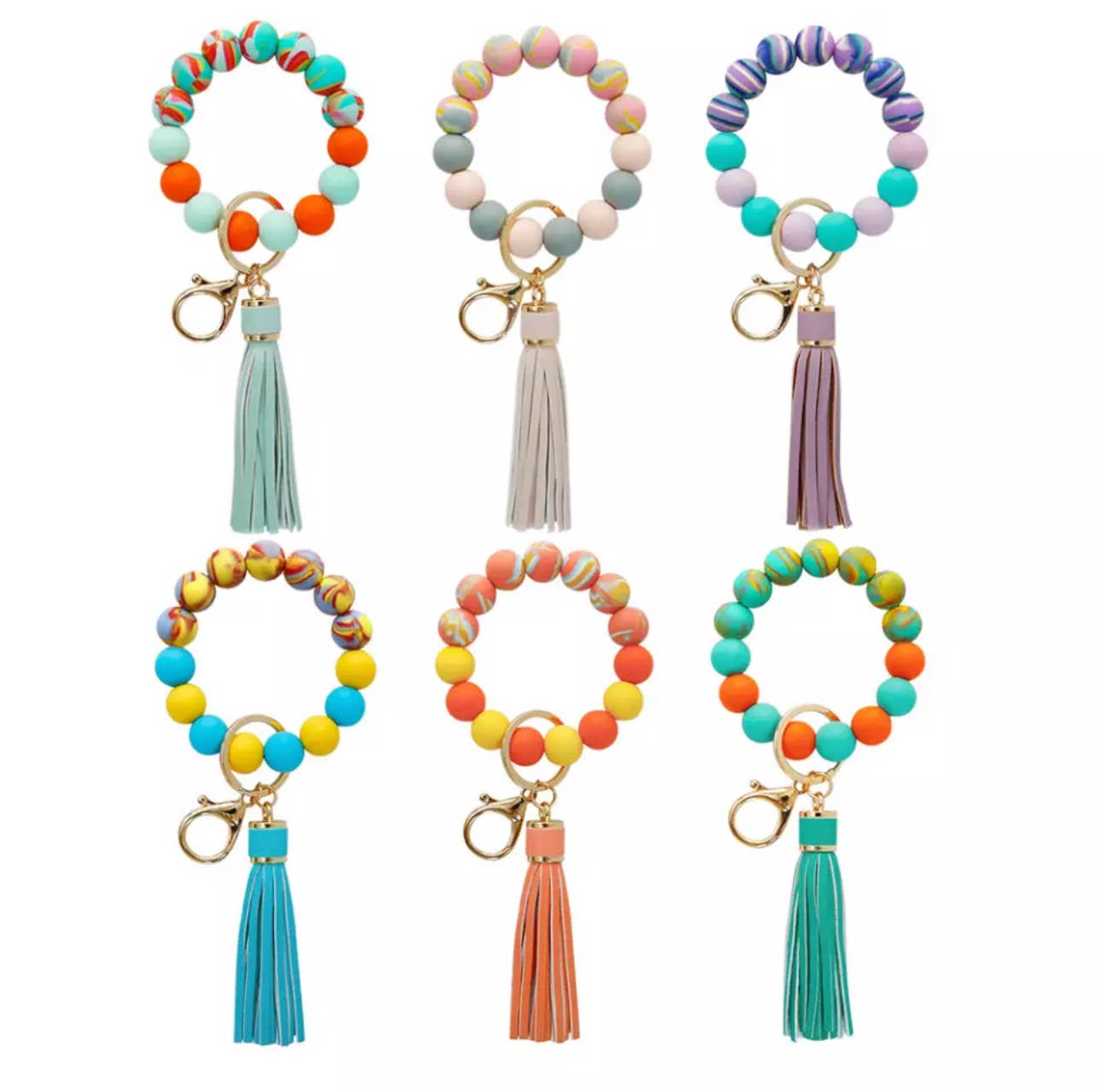 Mavi Bandz - Vente Porte-clés – femme - Porte-clés à pampilles en perles de silicone tie dye1