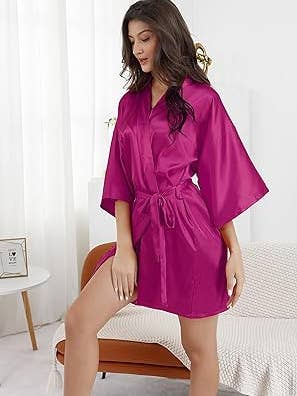 LA Merchandise - Wholesale Robe - Women's - La Merchandise LAB1800 Women's Satin Short Bridal Party Robe11