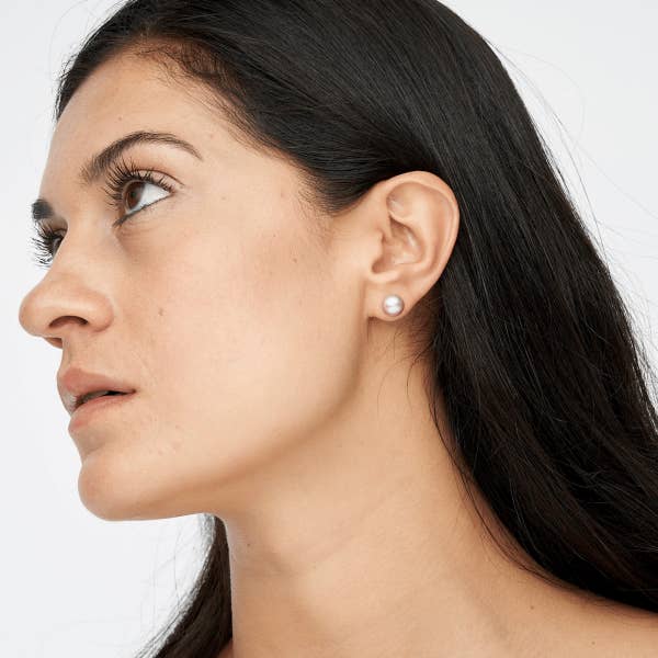 Vayo Pearls – wholesale Stud/post earrings – Freshwater Purple Pearl Freemantle Stud Earrings 8-9 mm AAA3