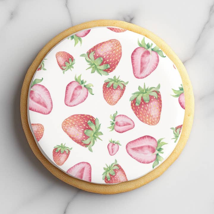 Strawberry Slices Printed Design Sugar Cookie for wholesale by Wildflour Bakery
