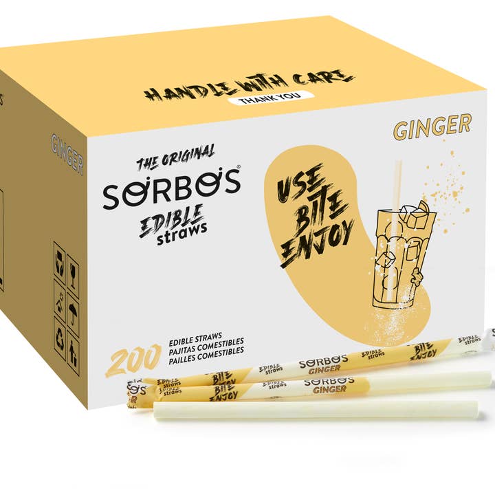 SORBOS Ginger Flavour Edible Straws - Case of 200 for wholesale by SORBOS Edible Straws