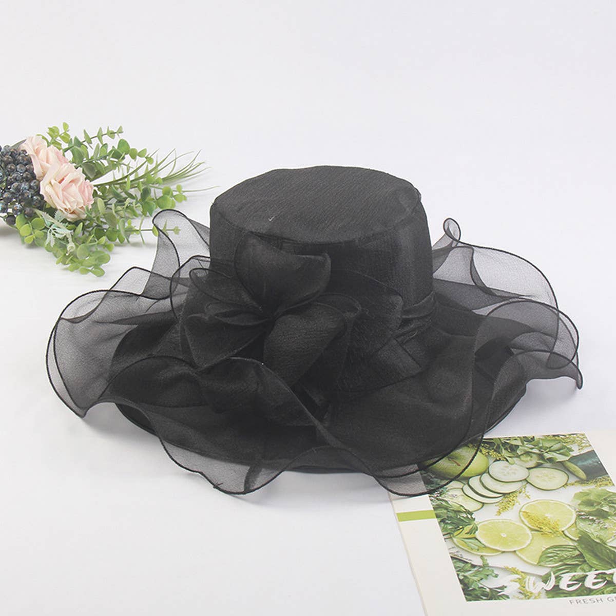 ACCITY - Wholesale Straw Hat - Women's - WOMEN NEW BEACH COVER FLOWER MESH HAT_CWAH12078