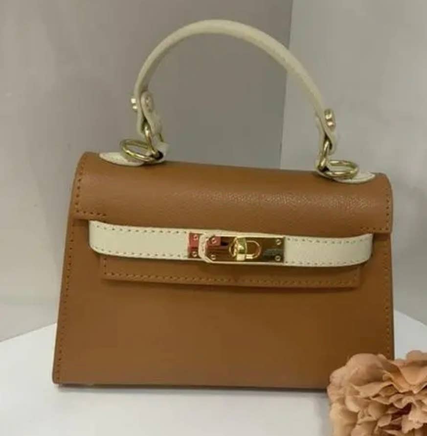 JIJOU CAPRI - Wholesale Top Handle Bag - Women's - MELBCB Camel Beige Small Italian Leather Structured Bag